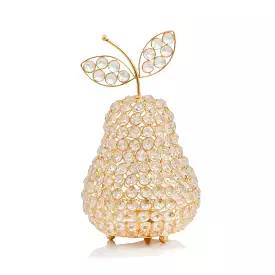 10.75 Medium Faux Crystal Gold Pear Sculpture