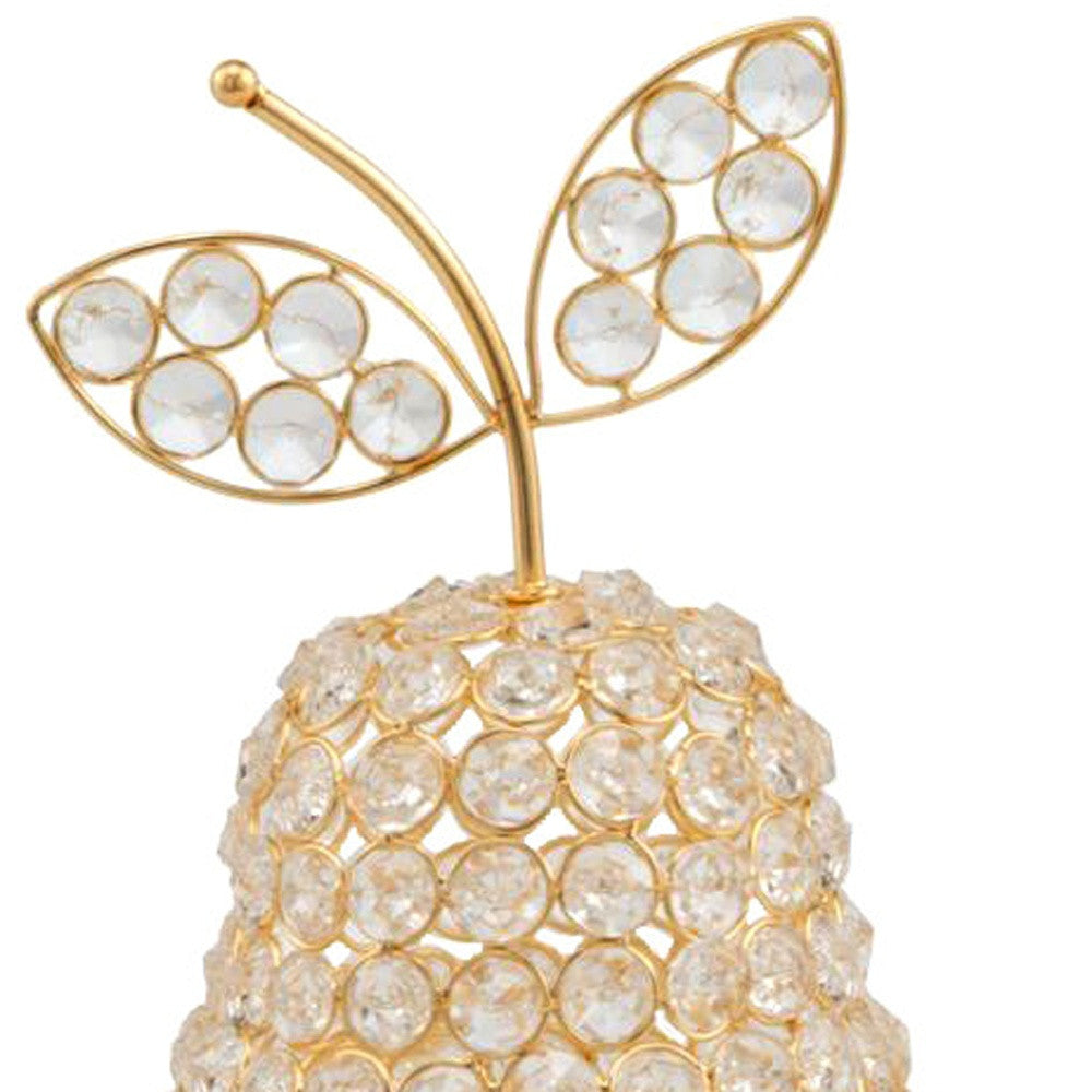 10.75 Medium Faux Crystal Gold Pear Sculpture