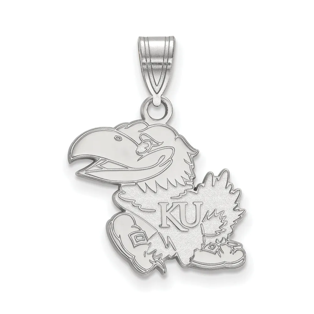 10k White Gold U. of Kansas Medium Left Mascot Pendant