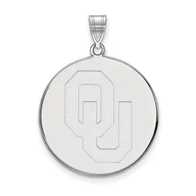 10k White Gold University of Oklahoma XL Disc Pendant