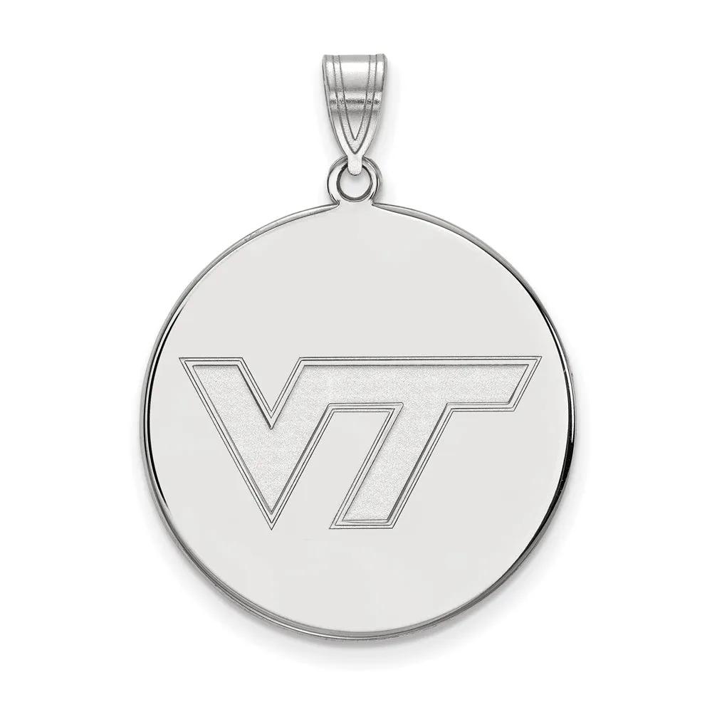 10k White Gold Virginia Tech XL Logo Disc Pendant