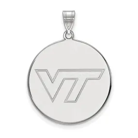 10k White Gold Virginia Tech XL Logo Disc Pendant