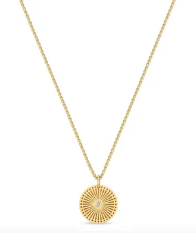 14K SMALL SUNBEAM MEDALLION BOX CHAIN NECKLACE