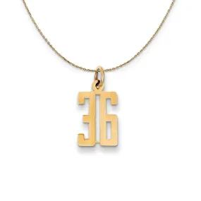 14k Yellow Gold, Alumni Small Elongated Number 36 Necklace