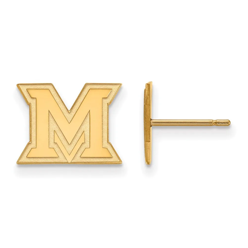 14k Yellow Gold Miami University XS (Tiny) Initial M Post Earrings