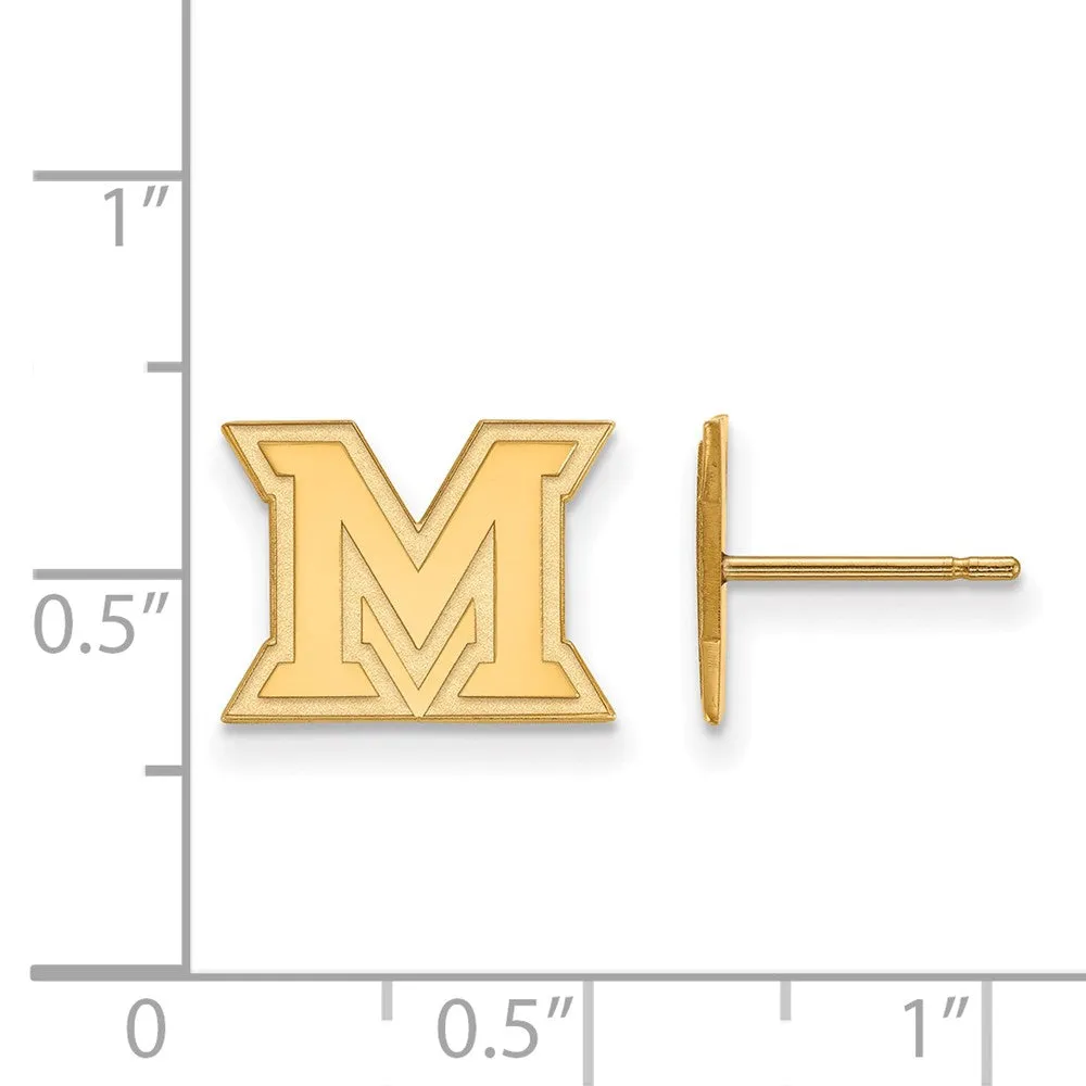 14k Yellow Gold Miami University XS (Tiny) Initial M Post Earrings