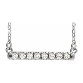 14K Yellow or White Gold 1/2 CTW Diamond 26mm Bar Necklace, 18 In