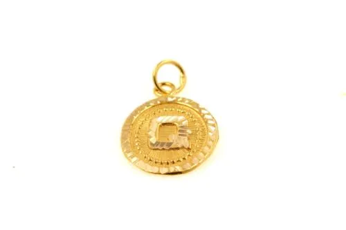 22k 22ct Solid Gold Charm Letter Q Pendant Oval Design p1170 ns