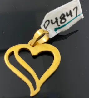 22K Solid Gold Heart Pendant P4847