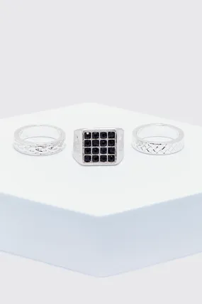 3 Pack Gem Detail Rings