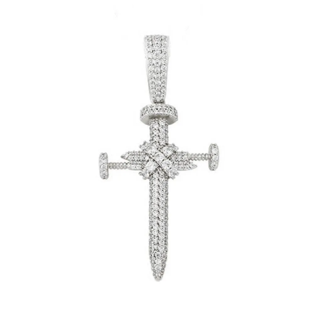 3D Nail Cross Iced Out Hip Hop Pendant