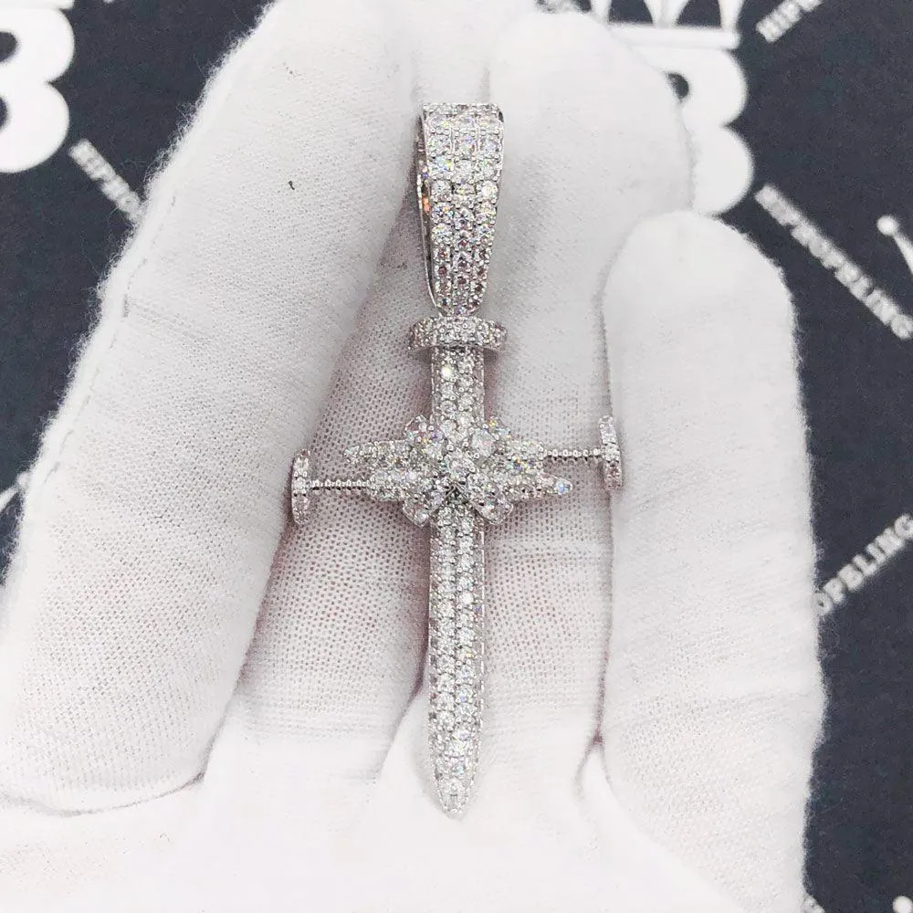 3D Nail Cross Iced Out Hip Hop Pendant