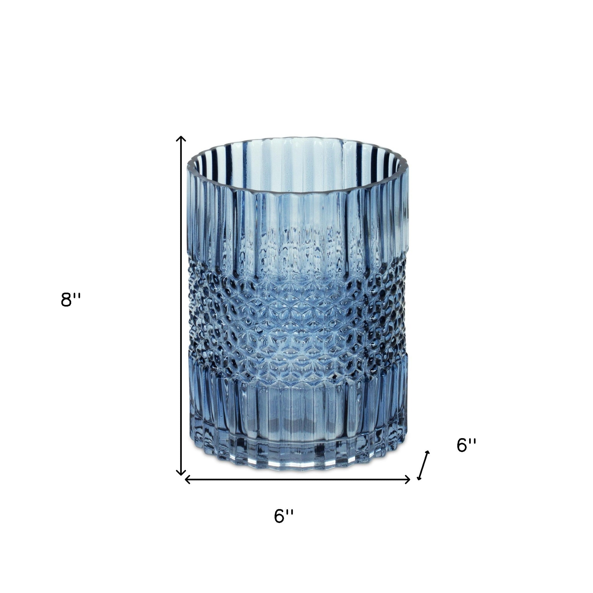 8 Crystal Glass Blue Round Table vase