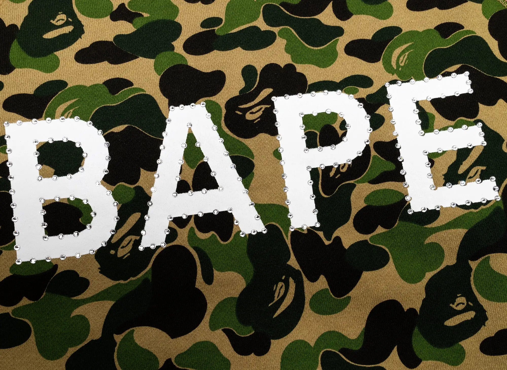 A Bathing Ape ABC Camo Crystal Stone Crewneck in Green