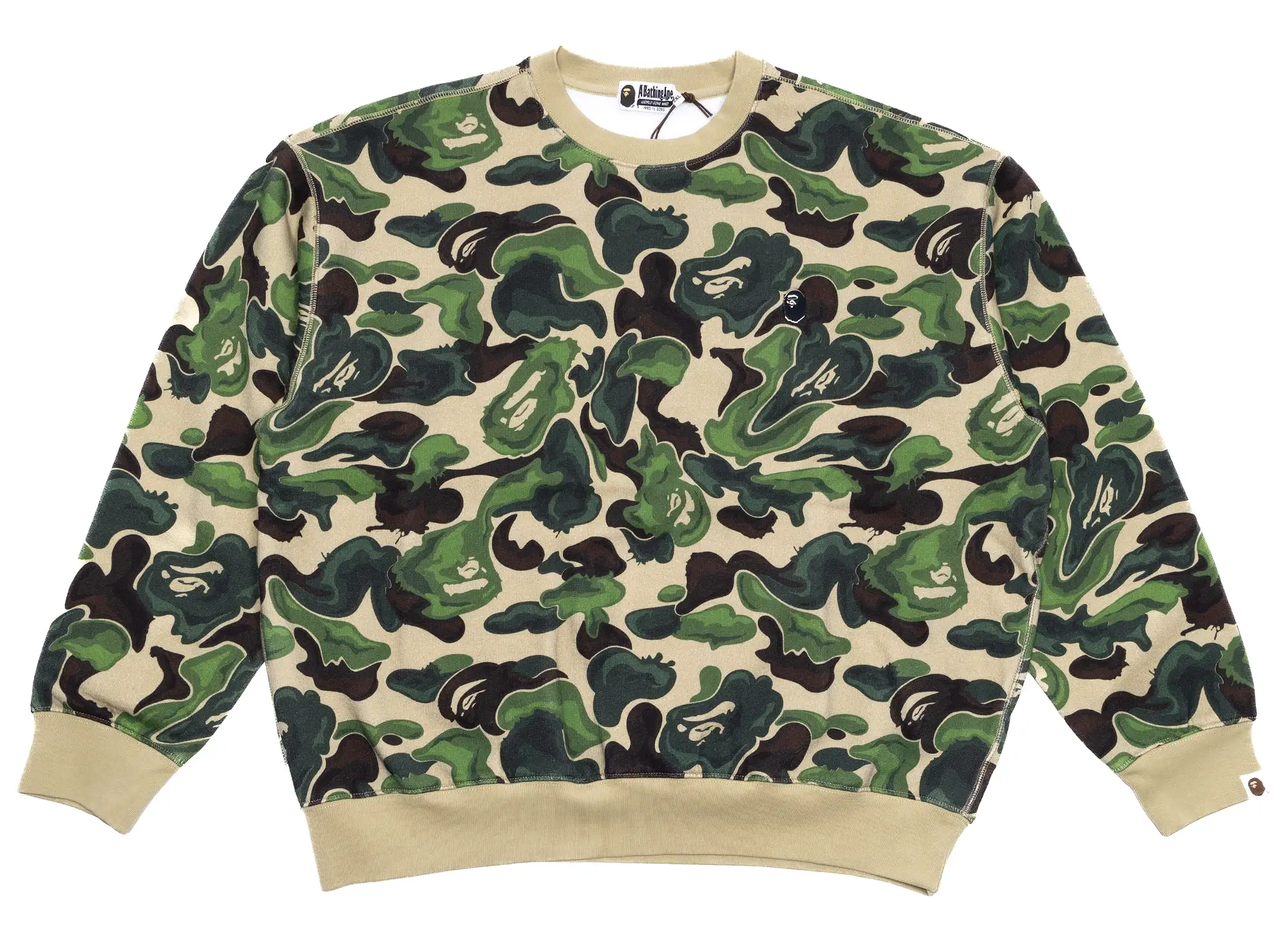 A Bathing Ape Art Camo Metal One Point Crewneck in Green