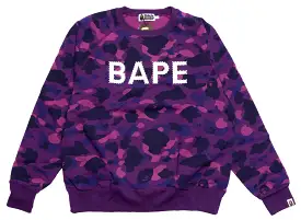 A Bathing Ape Color Camo Crystal Stone Crewneck in Purple