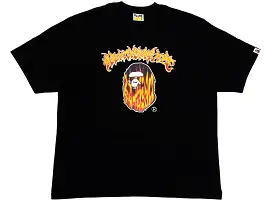 A Bathing Ape Mad Flame Ape Head Tee in Black xld