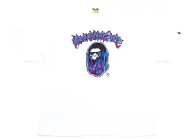 A Bathing Ape Mad Flame Ape Head Tee in White xld