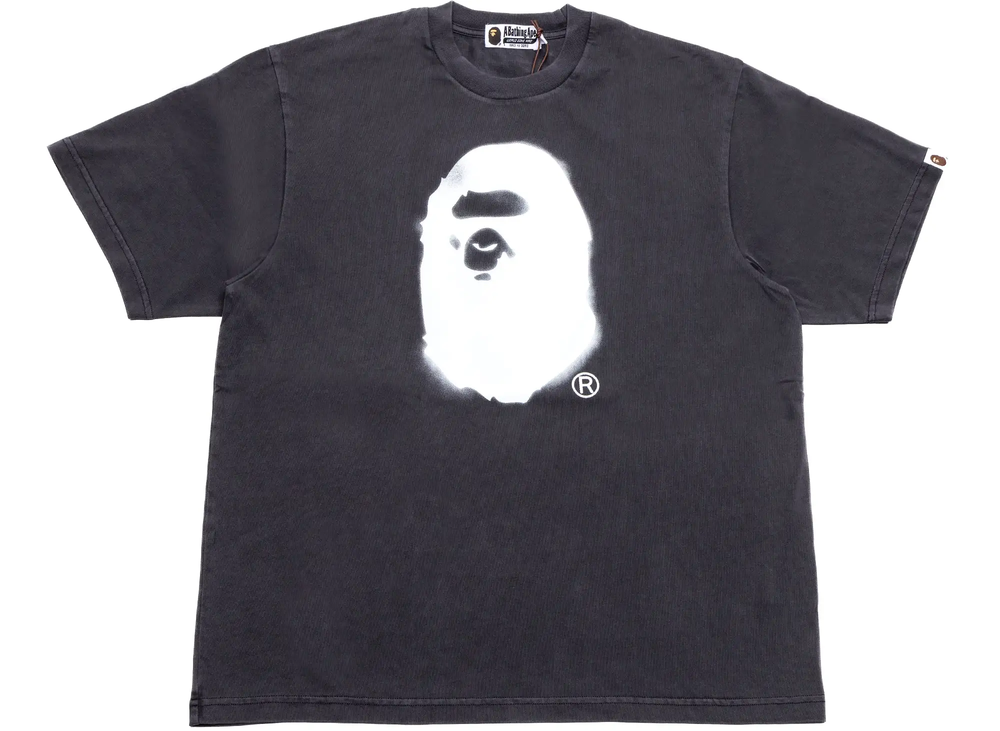 A Bathing Ape Spray Ape Head Garment Dyed Tee in Black xld