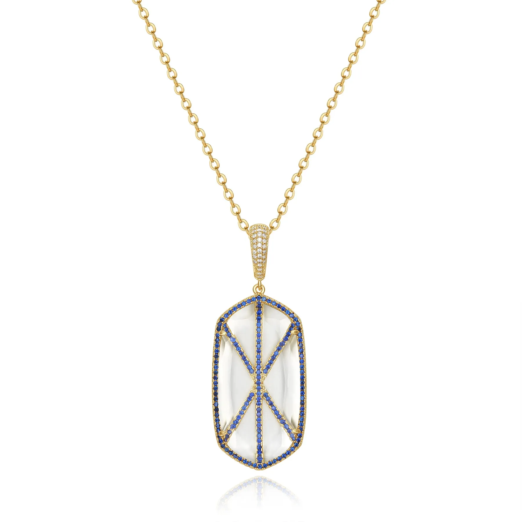 Audra Gold Pendant with Blue Crystal Stone