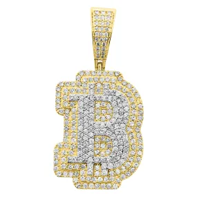 B Bitcoin BTC Diamond Pendant 4.86cttw 10K Yellow Gold