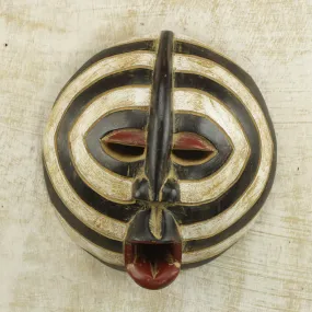 Baluba Rings Ghanaian Hand Carved Wall Mask