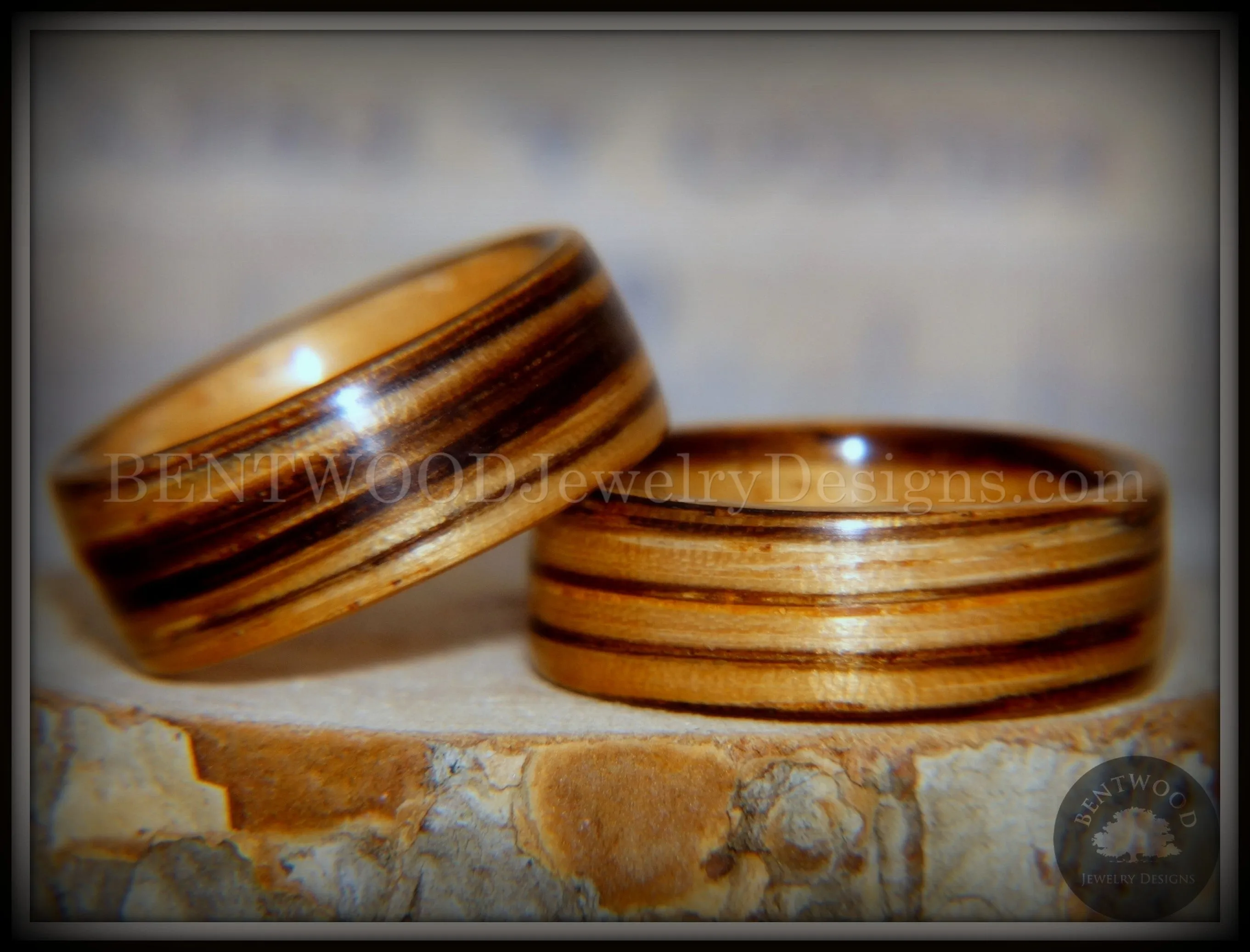 Bentwood Rings Set - Zebrawood Pair Classic Zebra Wood