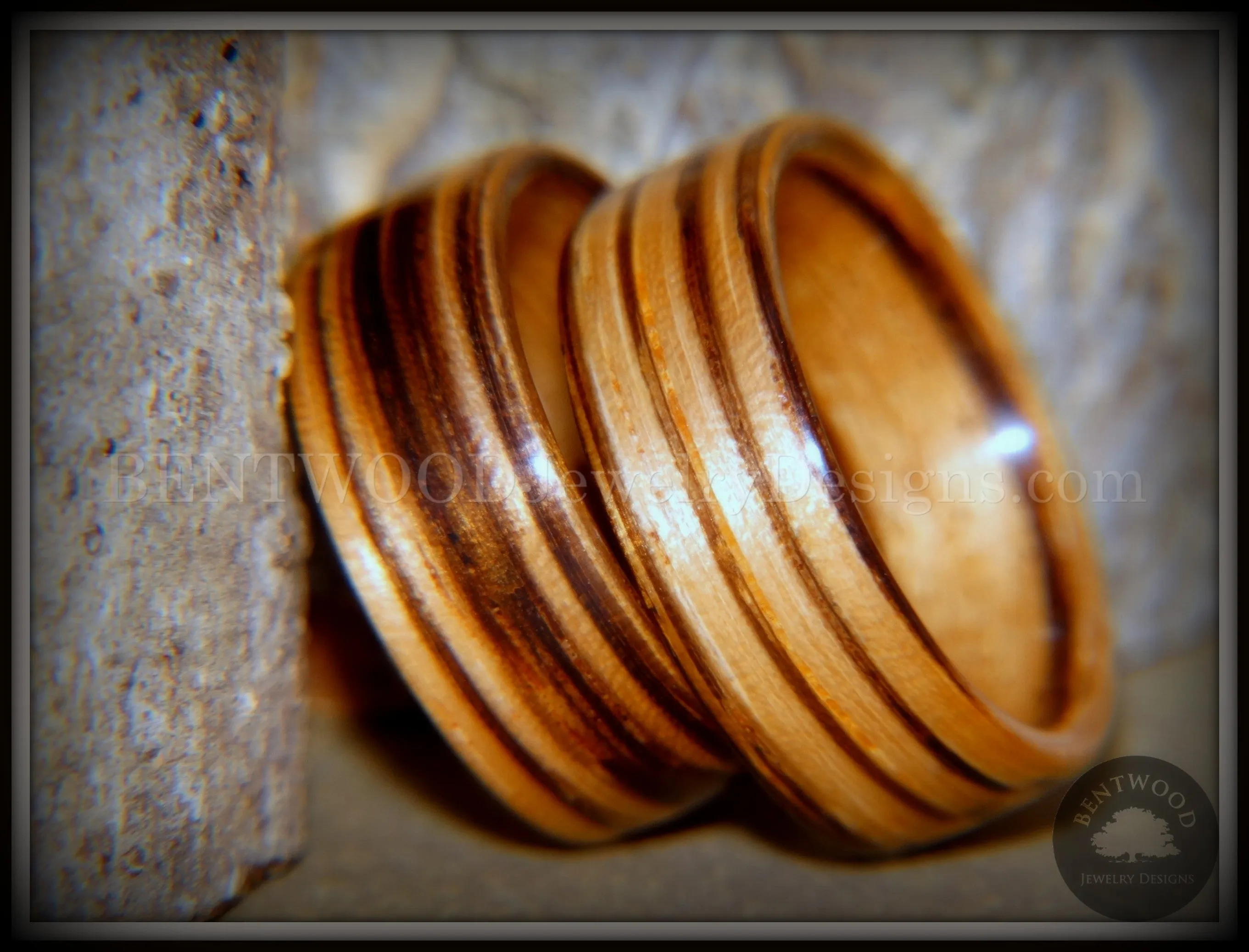 Bentwood Rings Set - Zebrawood Pair Classic Zebra Wood