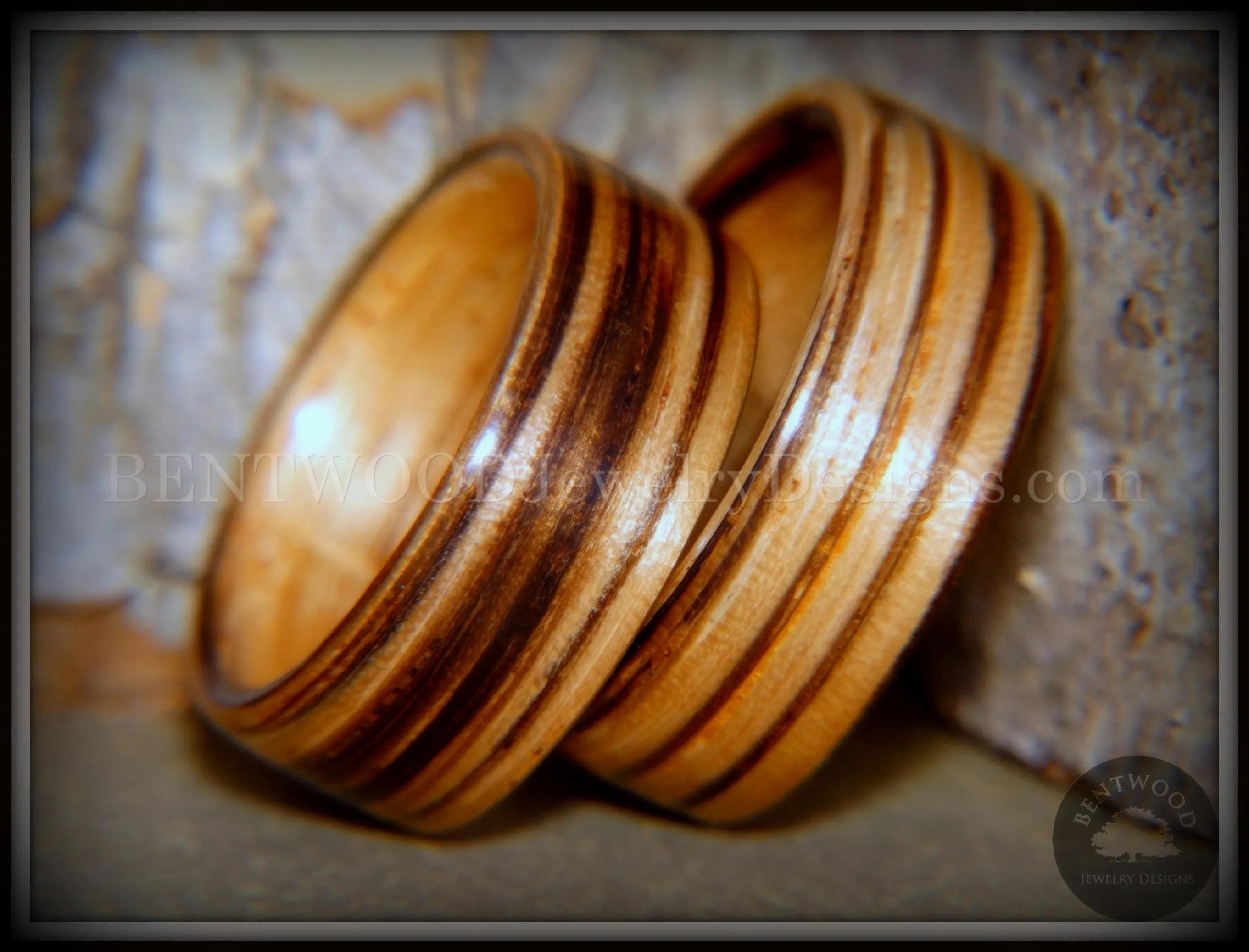 Bentwood Rings Set - Zebrawood Pair Classic Zebra Wood