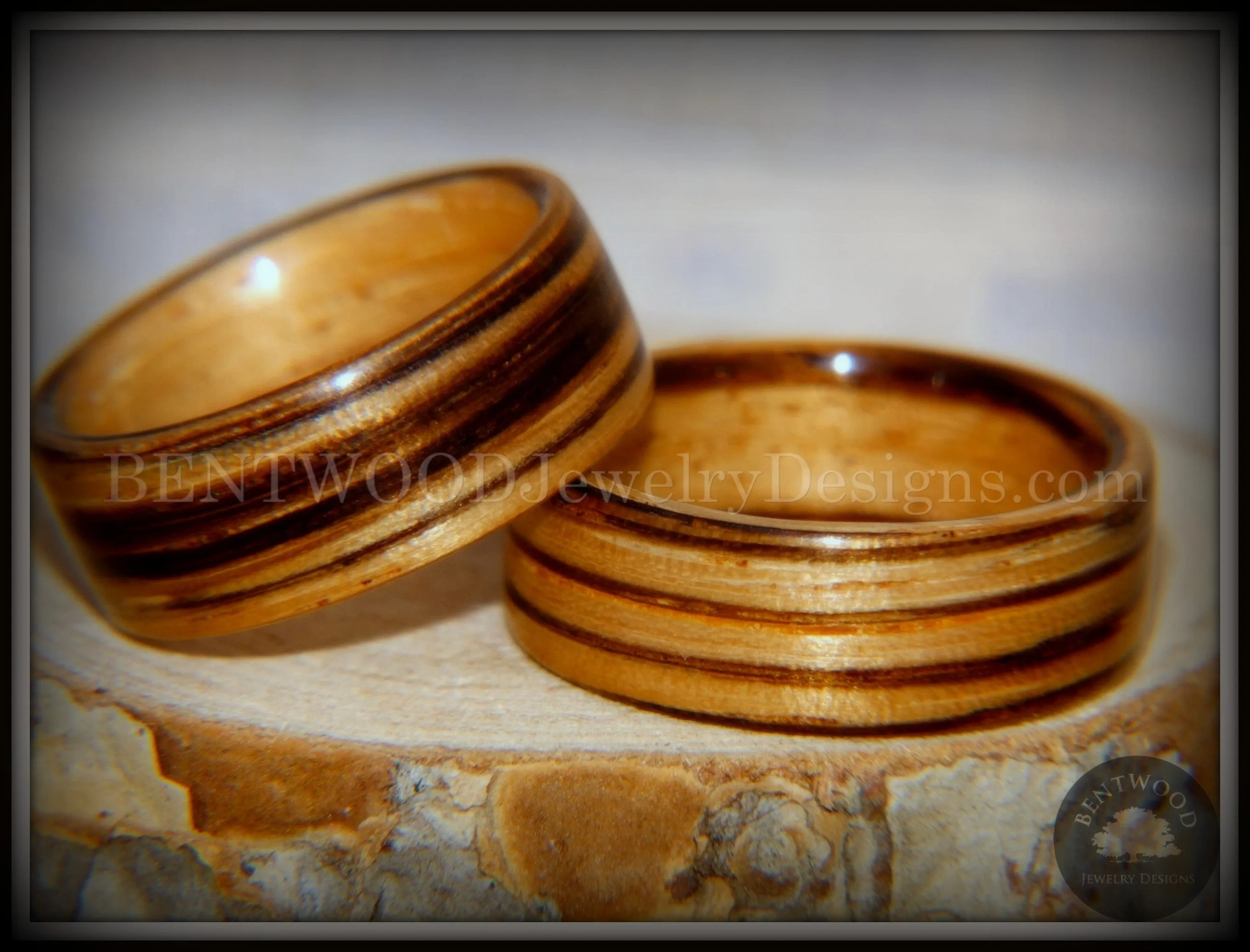 Bentwood Rings Set - Zebrawood Pair Classic Zebra Wood