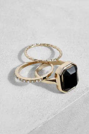 Black Enamel Statement Stacking Rings