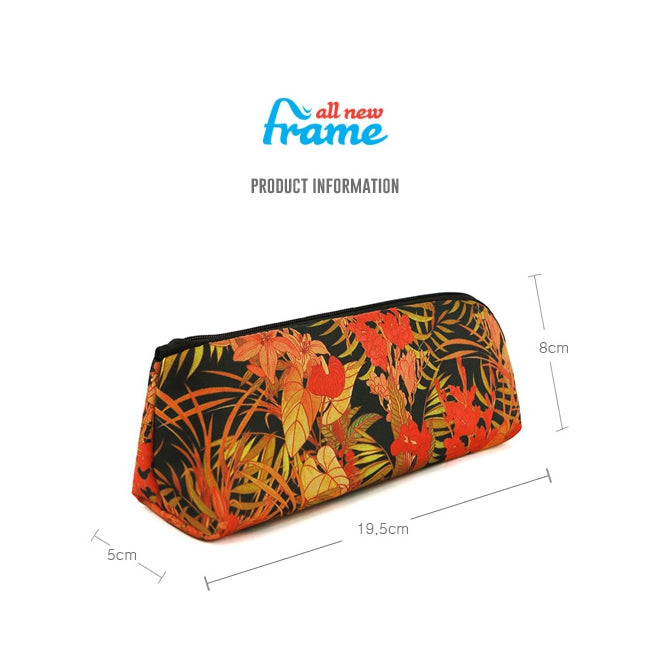 Black Orange Tropical Floral Flower Graphic Pencil Cases Stationery Zipper School 19cm Office organizers cosmetic pouches Gifts 