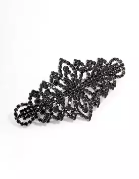 Black Ornate Diamante Hair Clip