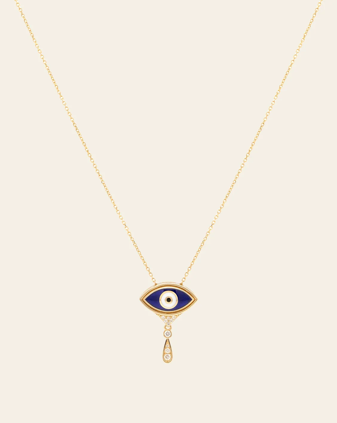 Cascading Evil Eye Necklace - 14k Solid Gold