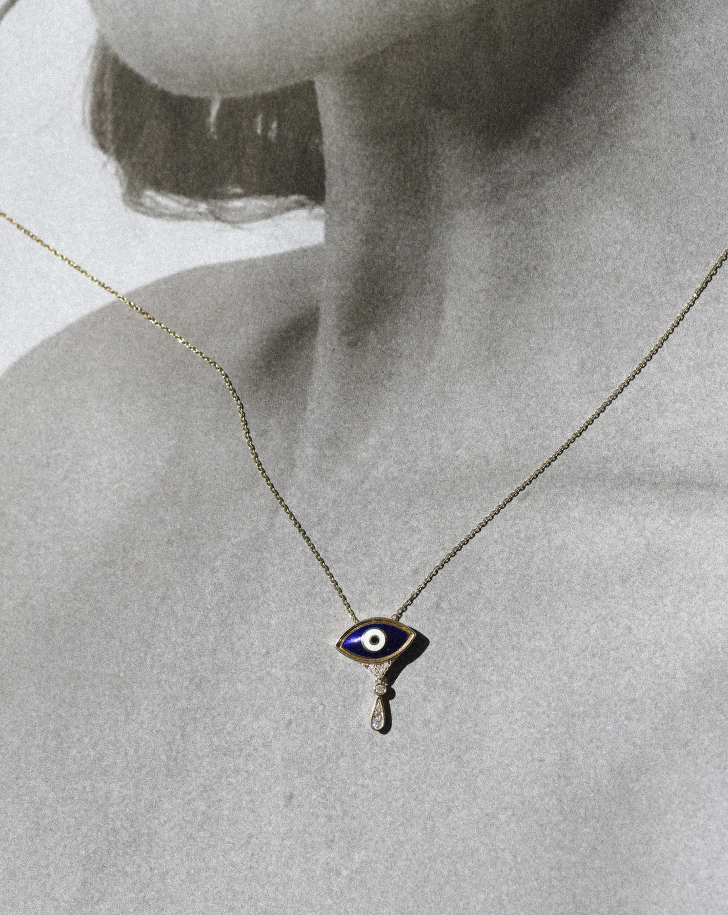 Cascading Evil Eye Necklace - 14k Solid Gold