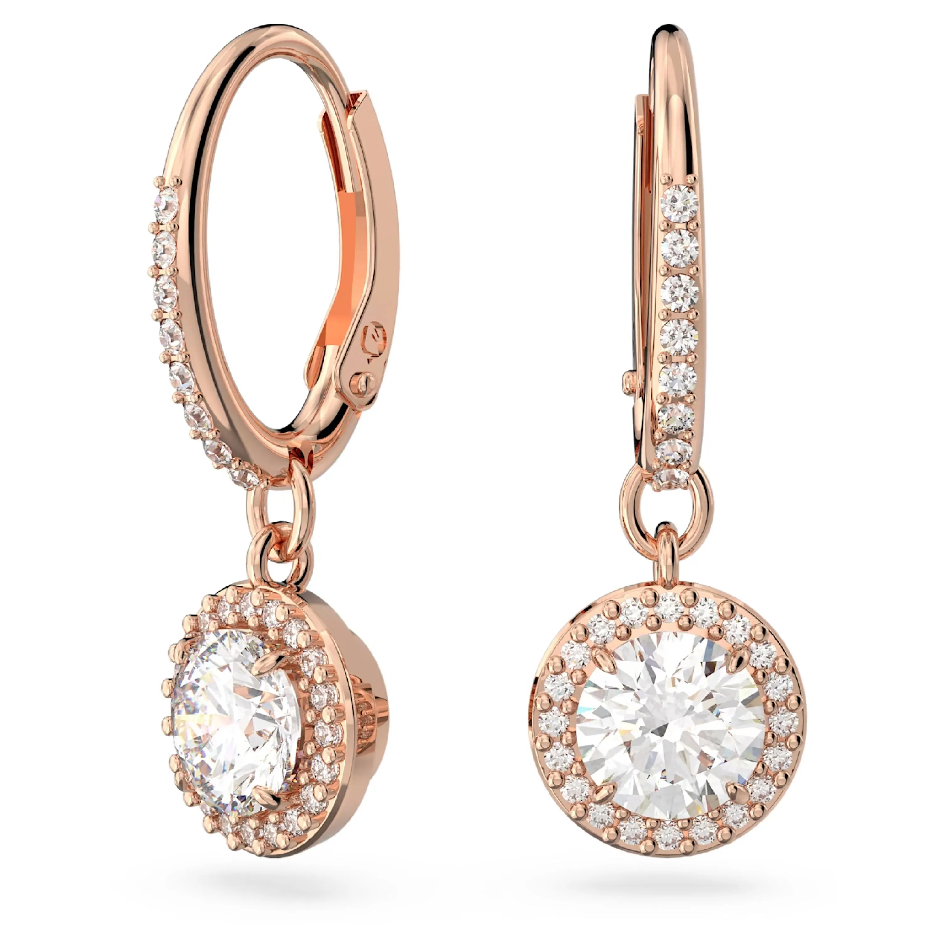 CONSTELLA PENDANT DROP EARRINGS, WHITE, ROSE-TONE PLATED