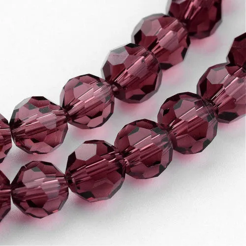 Crystal Glass Beads, Austrian Crystal, Round, Faceted, Purple, 8mm