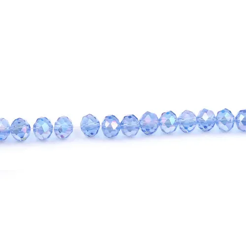 Crystal Glass Beads, Electroplated, Rondelle, Faceted, Blue, 8mm