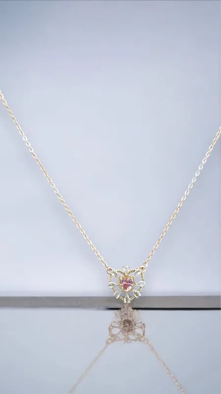 Crystal heart set earrings necklace in 18k gold filled