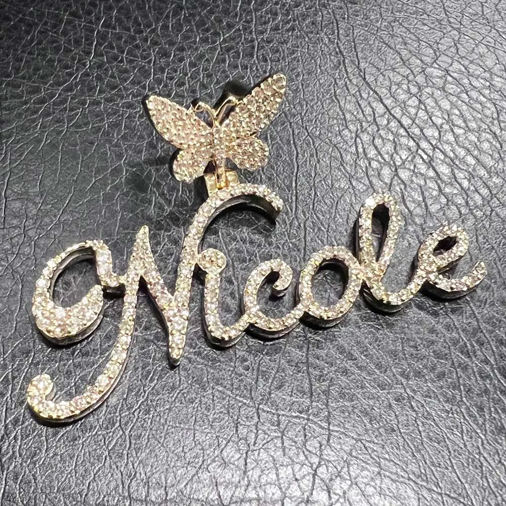 Custom Womens Cursive Name Diamond Pendant 10K or 14K Gold