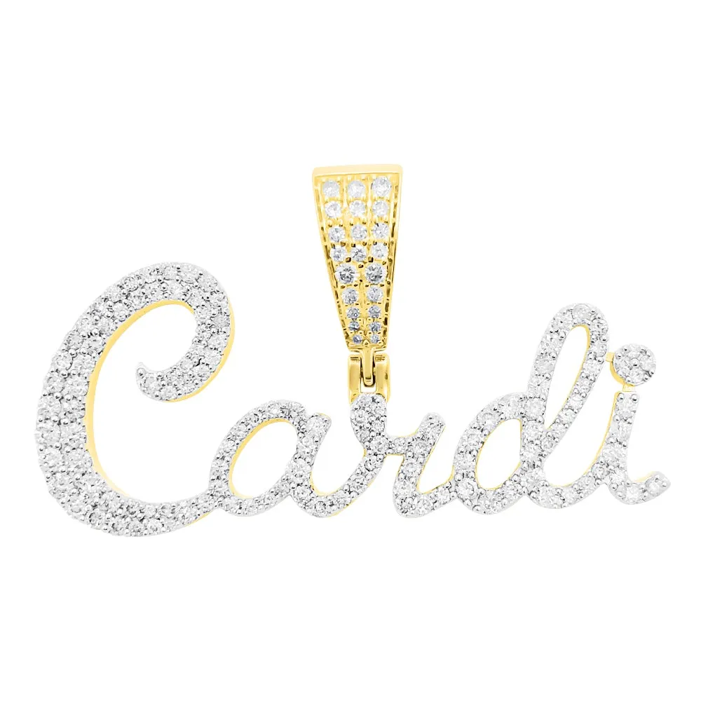 Custom Womens Cursive Name Diamond Pendant 10K or 14K Gold