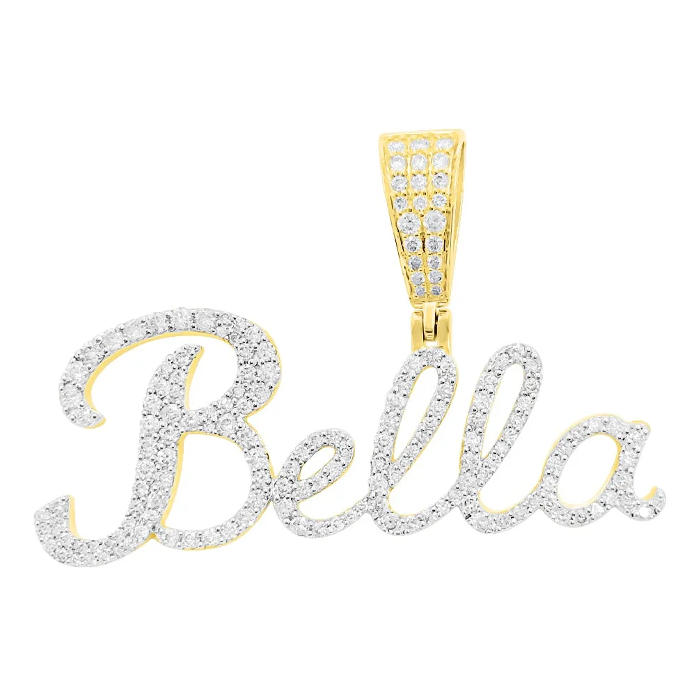 Custom Womens Cursive Name Diamond Pendant 10K or 14K Gold