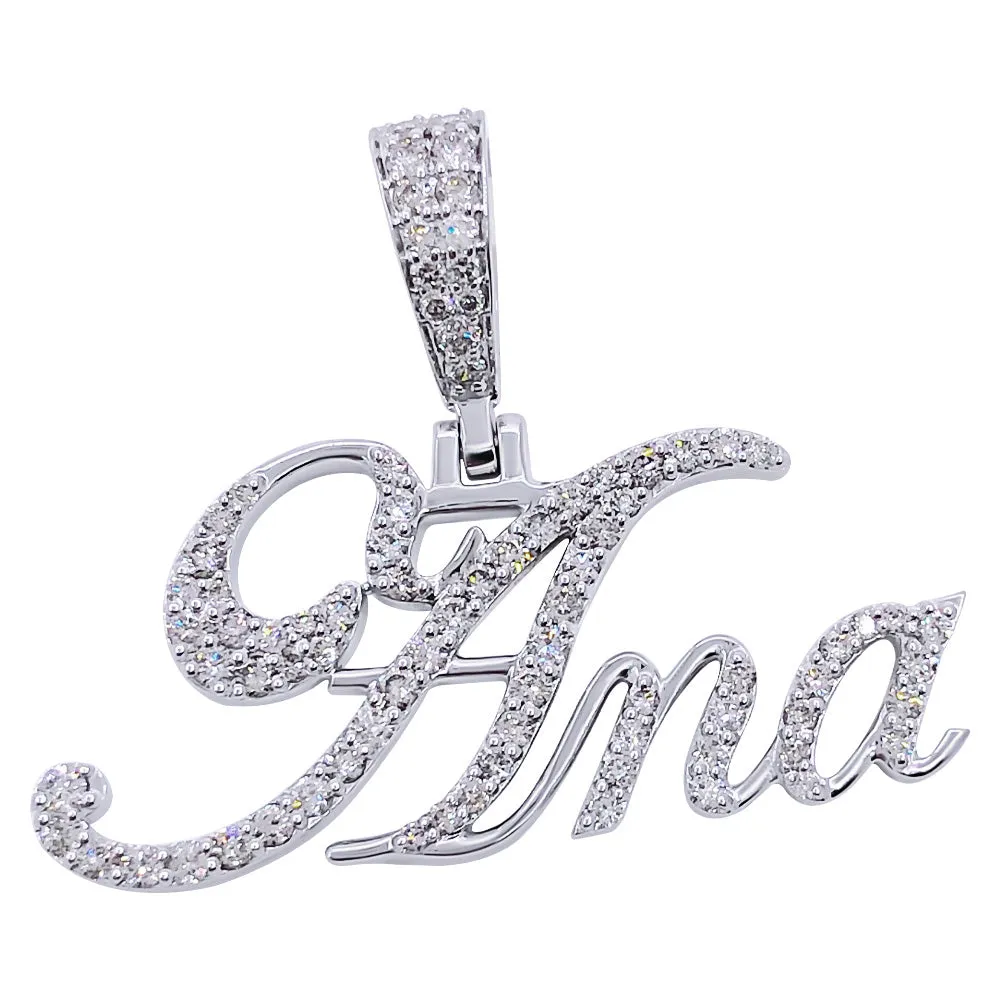 Custom Womens Cursive Name Diamond Pendant 10K or 14K Gold