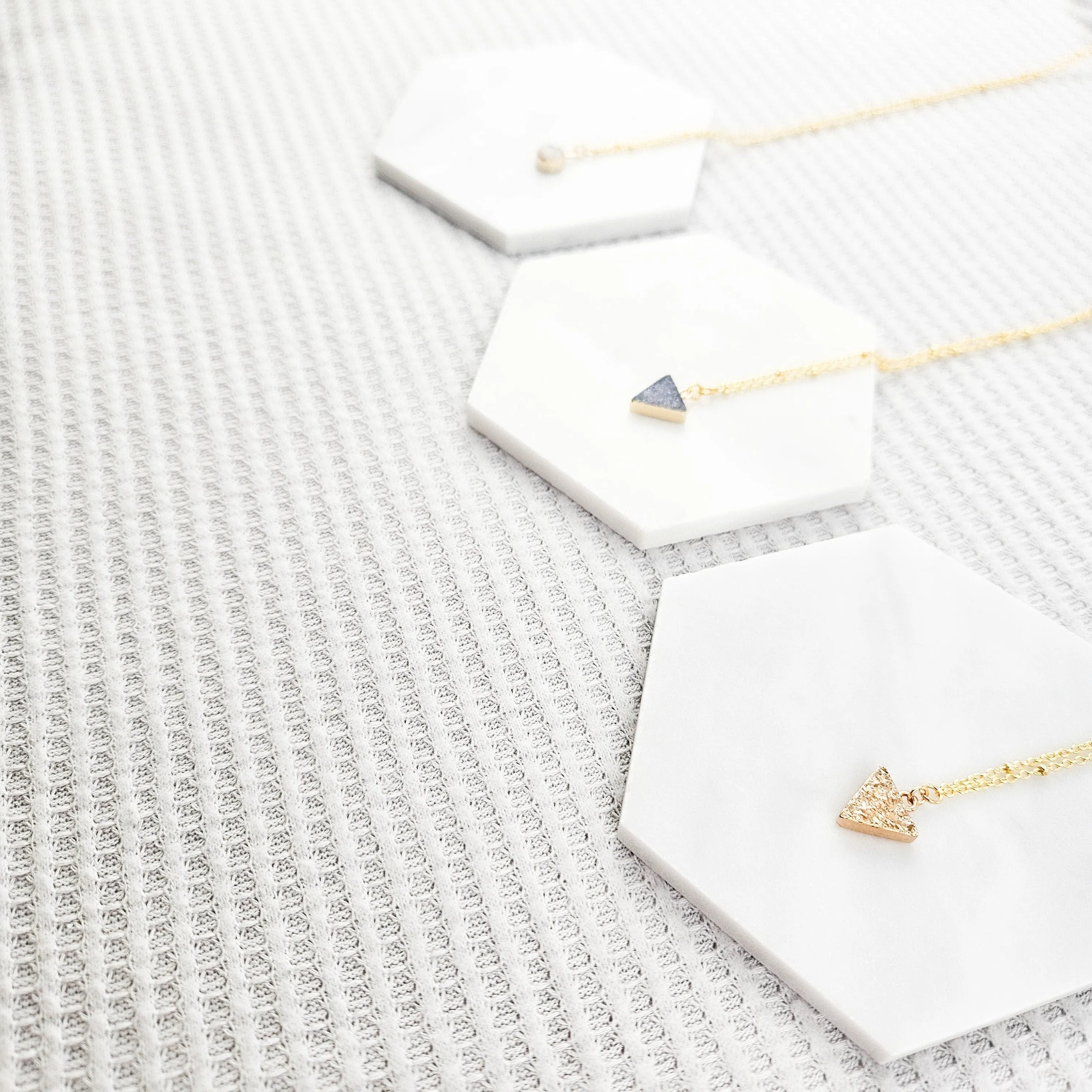 Dainty Champagne Druzy Quartz Triangle Necklace