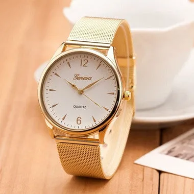 Design Reloj Mujer Rhinestone Relogio Watches Women Quartz Dress Watch GENEVA Ladies Crystal Mesh Wrist Watch Gold