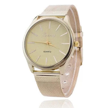 Design Reloj Mujer Rhinestone Relogio Watches Women Quartz Dress Watch GENEVA Ladies Crystal Mesh Wrist Watch Gold