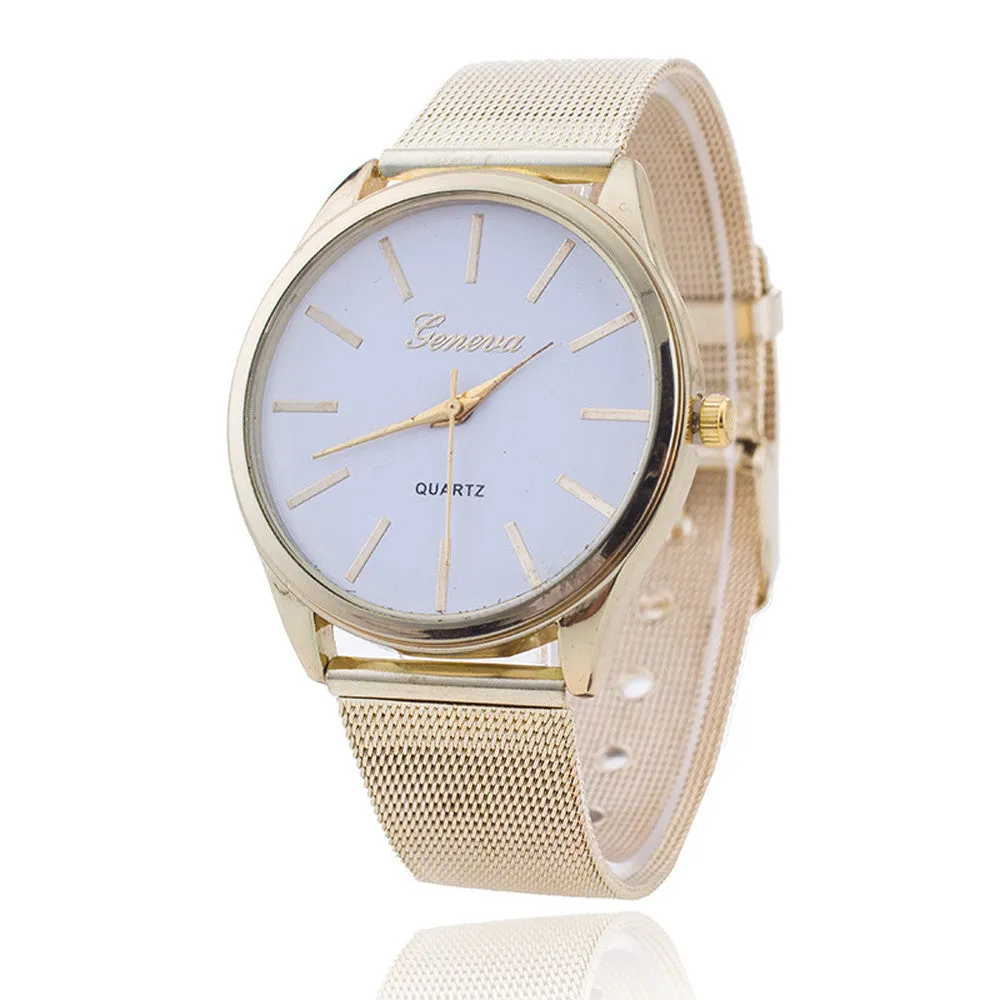 Design Reloj Mujer Rhinestone Relogio Watches Women Quartz Dress Watch GENEVA Ladies Crystal Mesh Wrist Watch Gold