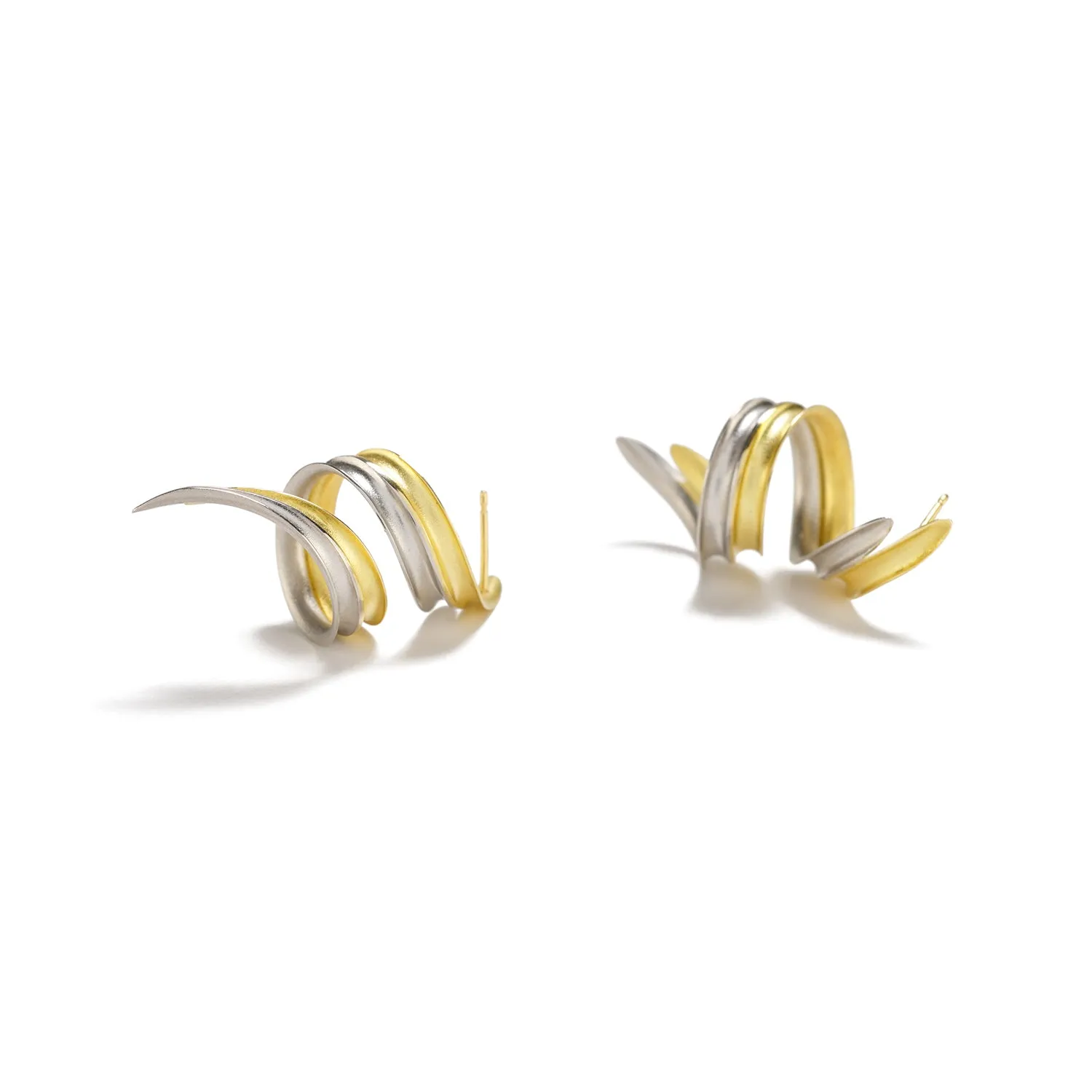 Dual Tone Ribbon Twirl Large Earrings