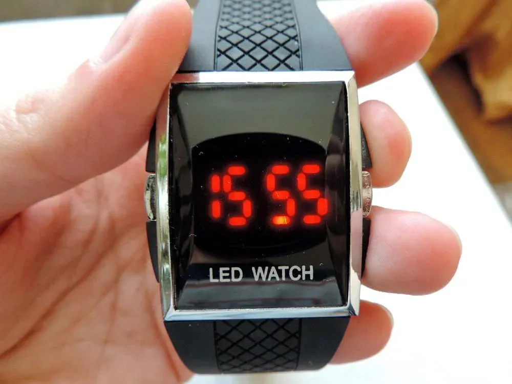 Durable Casual Cool Black Sports Watches for Men with LED Digital Display