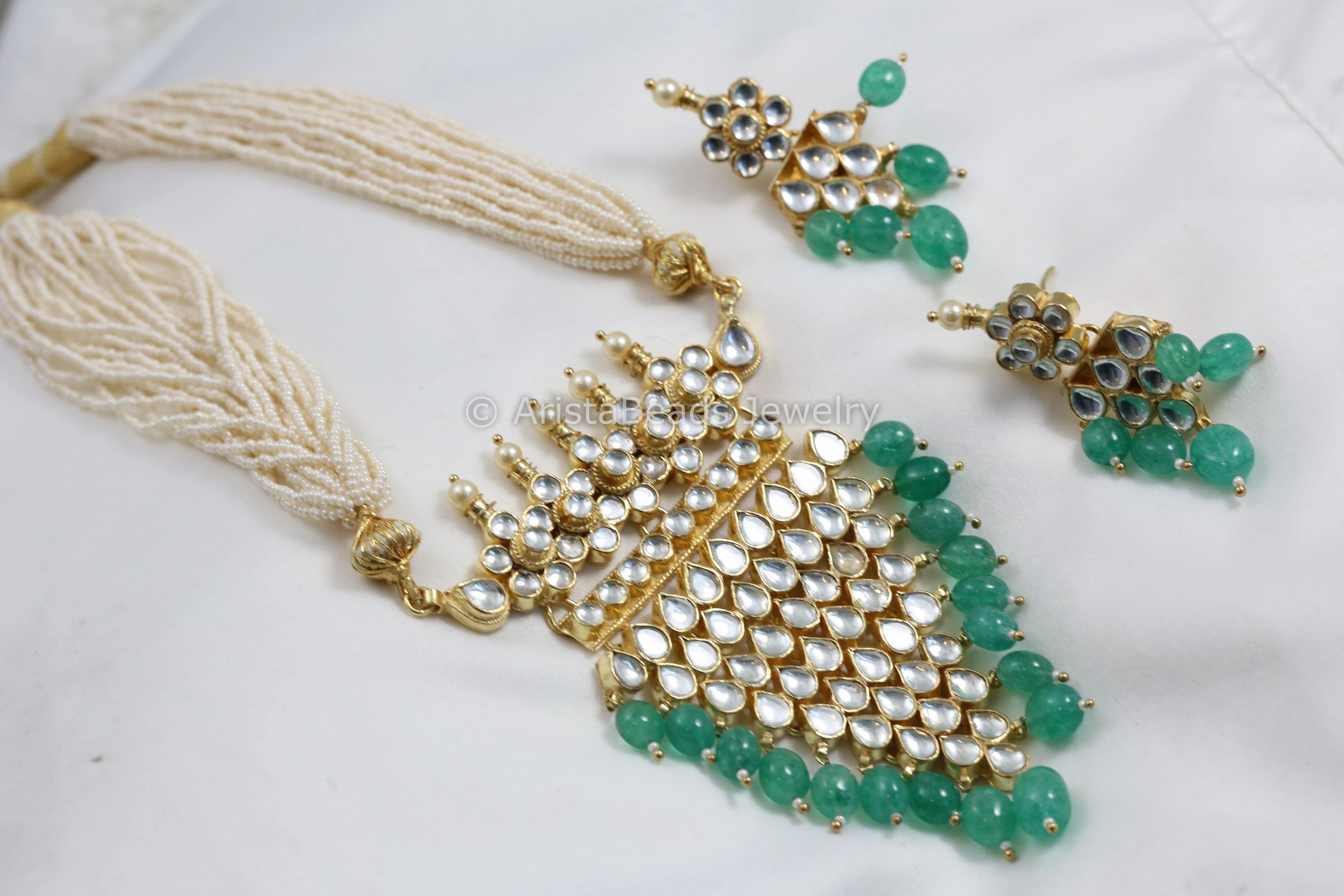 Emerald Jadtar Kundan Tanmani Necklace